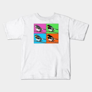 Warhol Birds - Yellow-rumped warbler Kids T-Shirt